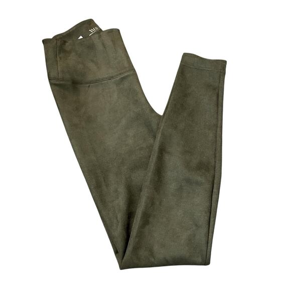 🆕 WHBM Runway Leggings Faux Suede Womens Size 2 Olive Green Stretchy Vegan NWT - Picture 1 of 10